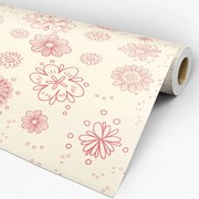 Papel de parede adesivo floral vermelho e creme