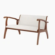 Poltrona Decorativa Namoradeira Pedri Linho Off White/Imbuia G42 - Gran Belo