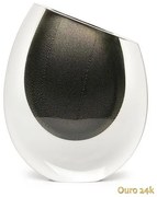 Vaso 96 MS Preto com Ouro Murano Cristais Cadoro