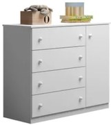 Cômoda Infantil 1 Porta 4 Gavetas Ellie Z39 Branco - Mpozenato