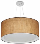 Lustre Pendente Cilíndrico Duplo Md-4302 Cúpula em Tecido 60x30cm Palha - Bivolt