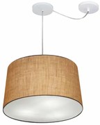 Lustre Pendente Cone Com Desvio Md-4281 Cúpula 30/40x45cm Palha - Bivolt