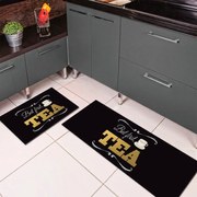 Jogo de Tapete de Cozinha, First Tea Black - 2 Pças