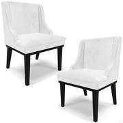 Kit 2 Poltronas Decorativas Base Fixa de Madeira Firenze PU Branco Brilho/Preto G19 - Gran Belo