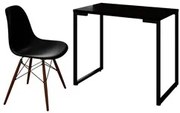 Mesa Escrivaninha Fit 90cm Preto e Cadeira Charles FT1 Preta - Mpozena