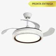 Ventilador De Teto Sagitta Branco Pás Retrátil Led 30W Multicolor Bivo...