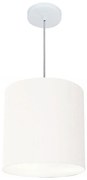 Lustre Pendente Cilíndrico Md-4036 Cúpula em Tecido 30x31cm Branco - Bivolt