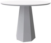 Mesa de Jantar Redonda Tampo com Vidro Agnes 100 cm Off White - D'Rossi