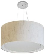 Lustre Pendente Cilíndrico Duplo Md-4300 Cúpula em Tecido 50x30cm Linho Bege - Bivolt