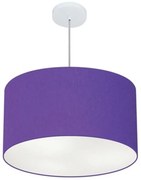 Lustre Pendente Cilíndrico Md-4101 Cúpula em Tecido 60x30cm Roxo - Bivolt