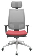 Cadeira Office Brizza Tela Cinza Com Encosto Assento Vinil Vermelho Autocompensador 126cm - 63191 Sun House