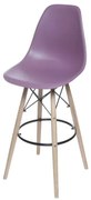 Banqueta Eames Polipropileno Roxo Fosco Base Madeira - 54764 Sun House