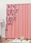 Cortina com Bandô Floral Rosa 240x170 cm