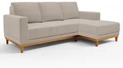 Sofá Living 200cm 3 Lugares Com Chaise Esquerdo Kayrós D05 Bouclê Bege