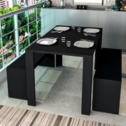 Conjunto Completo Com Mesa De Jantar E 2 Bancos Liv - Preto