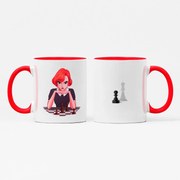 Caneca Gambito da Rainha com Alça e Interior Vermelho