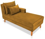 Divã Chaise Chloe 160 cm Veludo Pés Chanfrado Castanho - D'Rossi - Sisal