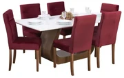 Conjunto Sala de jantar Mesa Bonnie com 6 Cadeiras Judy - Wood