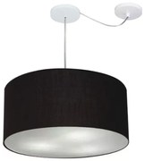 Lustre Pendente Cilíndrico Com Desvio de Centro Vivare Md-4263 Cúpula em Tecido 55x25cm - Bivolt