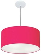 Lustre Pendente Cilíndrico Md-4101 Cúpula em Tecido 60x30cm Rosa Pink - Bivolt