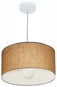 Lustre Pendente Cilíndrico Md-4031 Cúpula em Tecido 40x21cm Palha - Bivolt