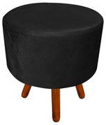 Puff Banqueta Decorativa Dora Redondo Suede Preto - D'Rossi