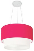 Pendente Cilíndrico Pink e Branco MJ-4158 Para Mesa de Jantar e Estar