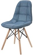 Cadeira Eames Estofada Linho Azul Base Madeira - 43056 Sun House