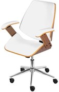 Cadeira Office Braga Baixa Courino Branco com Base Relax Cromada - 74399 Sun House