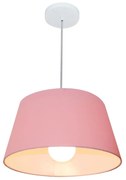 Lustre Pendente Cone Md-4039 Cúpula em Tecido 21/40x30cm Rosa Bebê - Bivolt