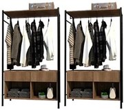 Kit 2 Guarda Roupas Closet Industrial 90cm 2 Gavetas Paris Light Demol