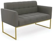 Sofá Namoradeira Elisa Suede Base Metálica Industrial Dourado - D'Rossi - Grafite