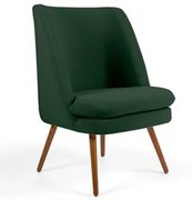 Poltrona Decorativa Pés Palito Madeira Pérsia Veludo C-303 Verde Musgo