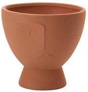 Cachepot Decorativo em Cerâmica Rosto Plantas Terracota 18 cm M02 - D'Rossi