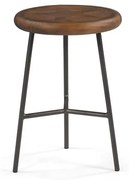 Banqueta Baixa Tampa com Impressao Rustic Brown Base Aco Grafite 51cm - 50787 Sun House