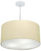 Lustre Pendente Cilíndrico Md-4220 Cúpula em Tecido 55x30cm Algodão Crú - Bivolt