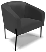 Poltrona Decorativa Pé de Ferro Preto Stella Sintético  D03 - D'Rossi - Preto