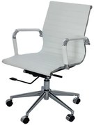 Cadeira Office Eames Baixa Courissimo Branco com Base Rodizio Cromada - 15120 Sun House