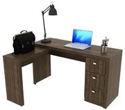 Mesa Em L Para Escritório 3 Gavetas ME4101 Nogal - Tecno Mobili