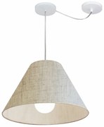 Lustre Pendente Cone Com Desvio Md-4272 Cúpula Tec 25/15x40cm Rustico Bege - Bivolt