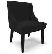 Poltrona Decorativa Base Fixa de Madeira Firenze Linho Preto G19 - Gran Belo