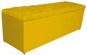 Calçadeira Estofada Liverpool 140 cm Casal Suede Amarelo - ADJ Decor