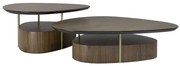 Mesa Centro Elsinki Alta e Baixa Tampo e Base Nogueira Haste Gold 35cm - 60226 Sun House