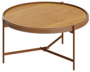 Mesa de Centro Nezuko 71cm Base Cobre Tampo Nature G29 - Gran Belo