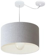 Lustre Pendente Cilíndrico Com Desvio Md-4229 Cúpula em Tecido 45x30cm Rustico Cinza - Bivolt