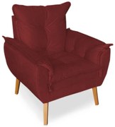Poltrona Decorativa Apolo Pés Madeira Suede Bordô - Sheep Estofados - Vermelho escuro