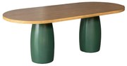 Mesa De Jantar Oval Teo - Verde Oliva com Tampo Mel Pinus