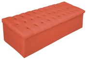 Recamier Baú Estofada Mel 140 cm Casal Com Capitonê  Suede Terracota - ADJ Decor