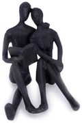 Escultura Decorativa Casal Sentado em Metal Preto 12 cm F04 - D'Rossi