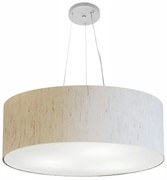 Lustre Pendente Cilíndrico Md-4010 Cúpula em Tecido 60x21cm Linho Bege - Bivolt